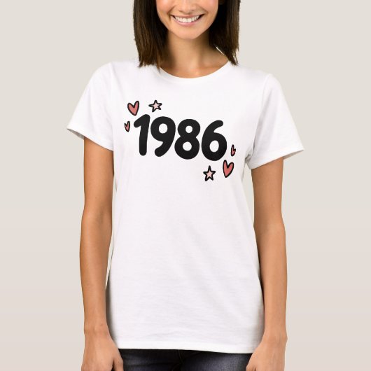 1986 Cute Retro Verjaardag T-shirt (Voorkant)