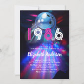 1986 Disco Bowling  40th Birthday Party Invitation Kaart (Voorkant)