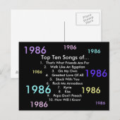 1986 liedjes briefkaart (Voorkant / Achterkant)