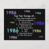1986 liedjes briefkaart (Voorkant)