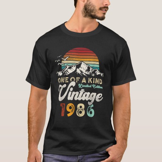 1986 Mannen Vrouwen 40 Jaar Oude Retro 40e Gemaakt T-shirt (Voorkant)