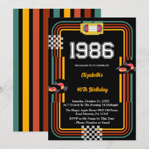 1986 Retro Cassette Disco 40e Verjaardag Kaart