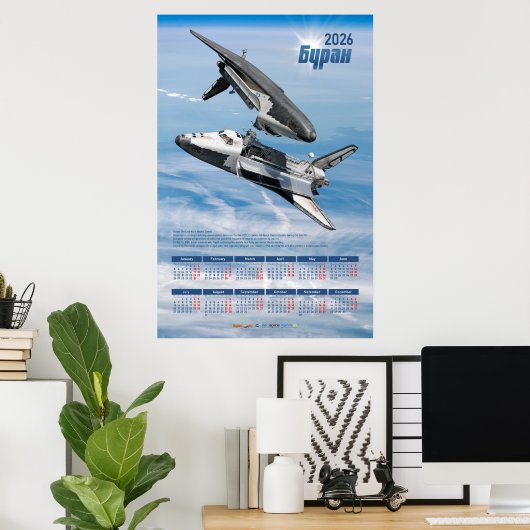 1986 Sovjet Buran Spaceshuttle Rendezvous-agenda Poster (Thuiskantoor)