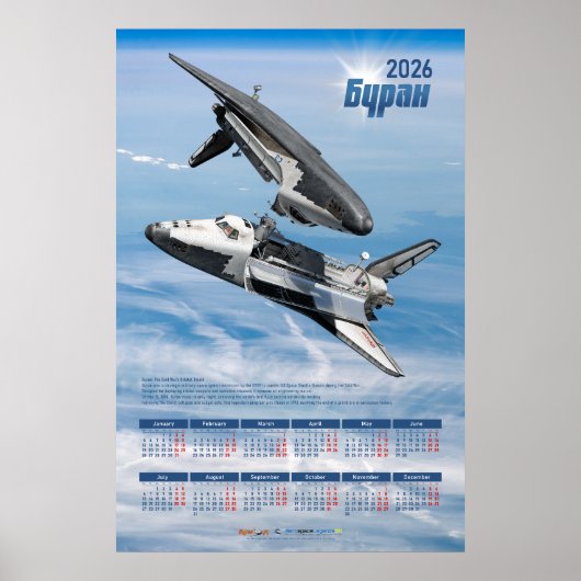 1986 Sovjet Buran Spaceshuttle Rendezvous-agenda Poster (Voorkant)