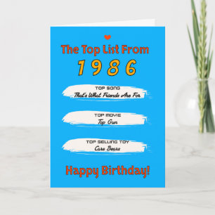 1986 Top List Verjaardag Kaart