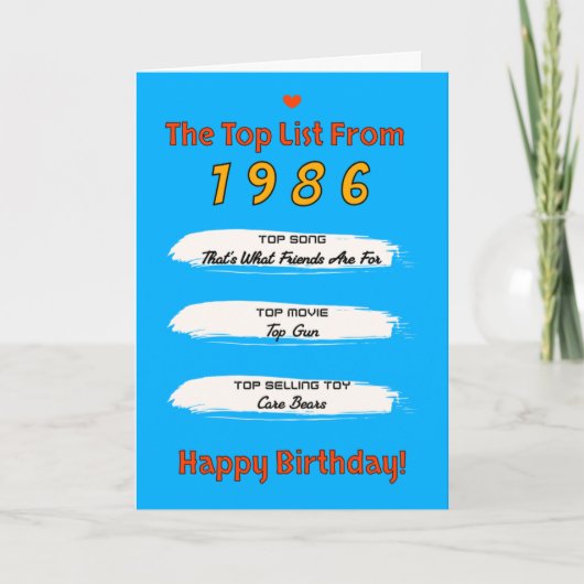 1986 Top List Verjaardag Kaart (Voorkant)