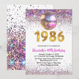 1986 Trendy Glitter Disco 40th Birthday Kaart