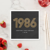 1986 Wit Zwart Goud 50ste verjaardag Servet (Insitu)