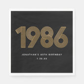 1986 Wit Zwart Goud 50ste verjaardag Servet (Voorkant)