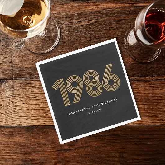 1986 Wit Zwart Goud 50ste verjaardag Servet