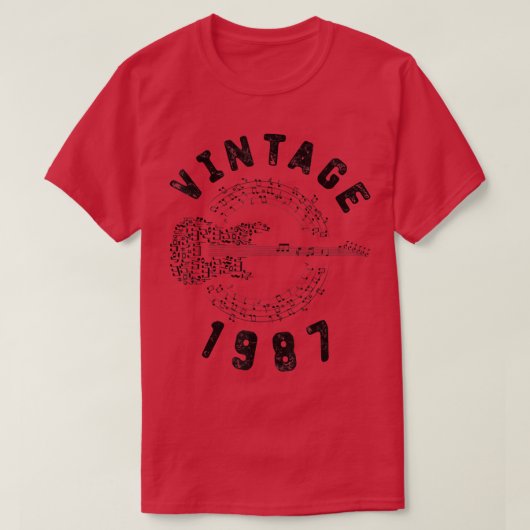  1987 Birthday Limited Edition Guitar Music T-shirt (Design voorkant)