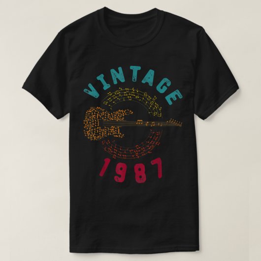  1987 Birthday Limited Edition Guitar Music T-shirt (Design voorkant)