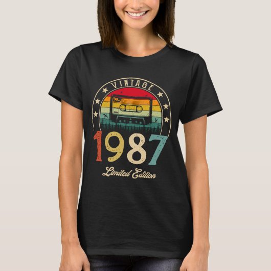 1987 Retro Cassette 1987 35th Birthday 35 T-shirt (Voorkant)