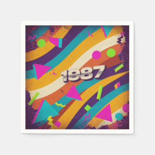 1987- Retro  jaren '80 Neon geometrisch - Servet