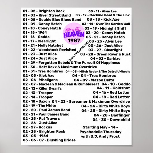 1987 - ROCK'N'ROLL HEAVEN (DEEL 1) POSTER (Voorkant)