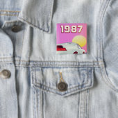 1987 sportauto poster vierkante button 5,1 cm (In situ)