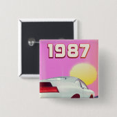 1987 sportauto poster vierkante button 5,1 cm (Voorkant /achterkant)