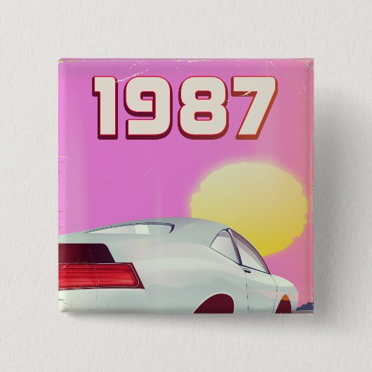 1987 sportauto poster vierkante button 5,1 cm (Voorkant)