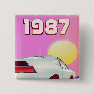 1987 sportschoeisel poster vierkante button 5,1 cm