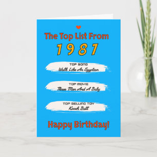 1987 Top List Verjaardag Kaart