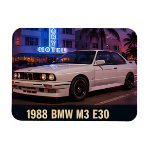1988 BMW M3 E30 Miami Retro 1980s Duitse sportwage Magneet
