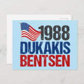 1988 Dukakis Bentsen: Grappige retro-verkiezingen Briefkaart (Voorkant / Achterkant)