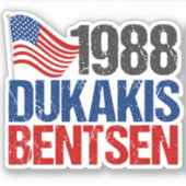 1988 Dukakis Bentsen Retro Democraat Classic Round Sticker (Voorkant)