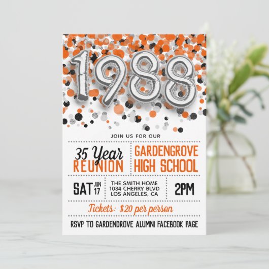 1988 Uitnodiging tot hereniging van de middelbare (Staand voorkant)