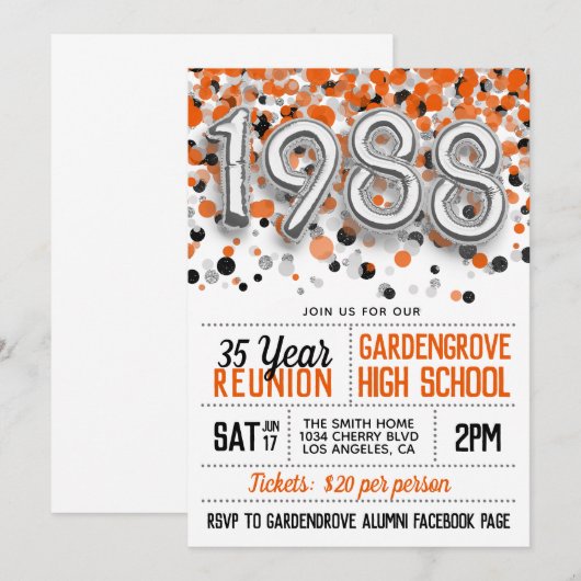 1988 Uitnodiging tot hereniging van de middelbare  (Voorkant / Achterkant)