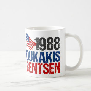 1988 Verkiezing van de heer Dukakis Bentsen Retro Koffiemok