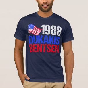 1988 Verkiezing van de heer Dukakis Bentsen Retro T-shirt