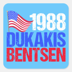 1988 Verkiezing van de heer Dukakis Bentsen Retro Vierkante Sticker