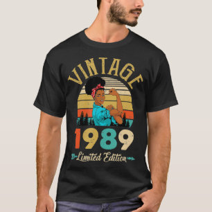  1989 33e verjaardag Afro Black Woman 33 Yea T-shirt