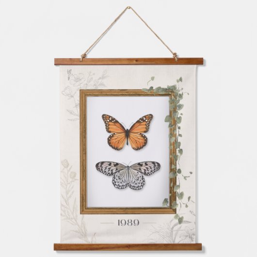  1989 Botanische Vlinder Natuur Muur Hangend Wandkleed (Voorkant)