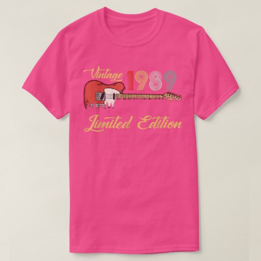 1989 Geestdag Gifts Guitar Lovers 34th Bir T-shirt (Design voorkant)
