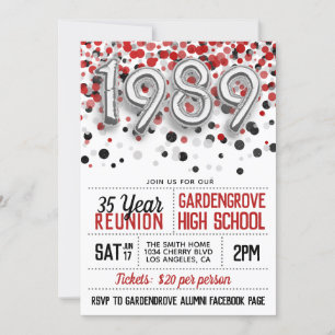 1989 High School College Reunion Uitnodiging