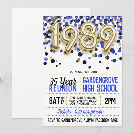 1989 High School College Reunion Uitnodiging (Voorkant / Achterkant)