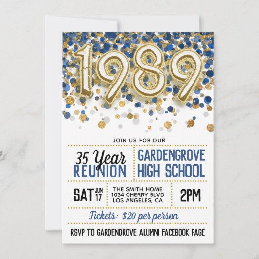 1989 High School College Reunion Uitnodiging (Voorkant)