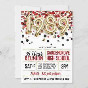 1989 High School College Reunion Uitnodiging