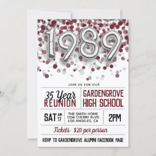 1989 High School College Reunion Uitnodiging
