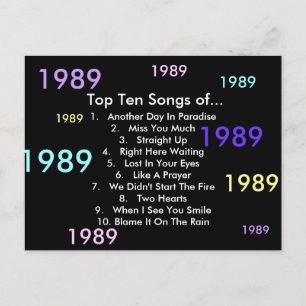 1989 liedjes briefkaart