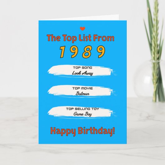 1989 Top Lijst Verjaardag Kaart (Voorkant)