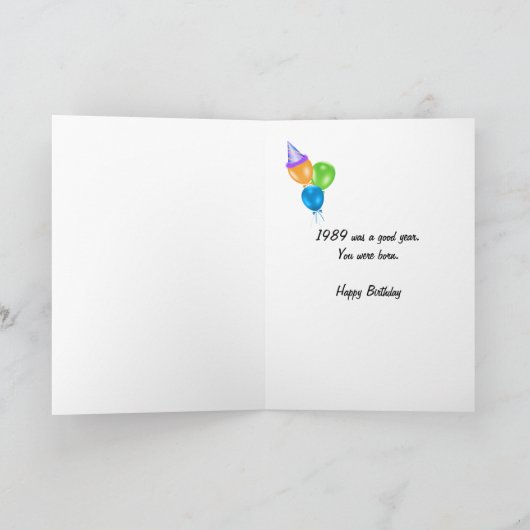 1989 Verjaardag Leuke Feiten Kaart (Binnen)