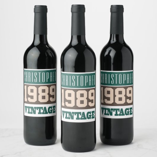 1989 Year of Birth Wine Label Wijn Etiket (Flessen)