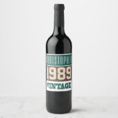 1989 Year of Birth Wine Label Wijn Etiket (Voorkant)