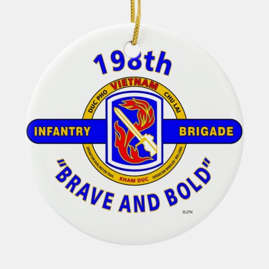 198E INFANTRY BRIGADE "BRAVE AND BOLD" VIETNAM KERAMISCH ORNAMENT (Voorkant)
