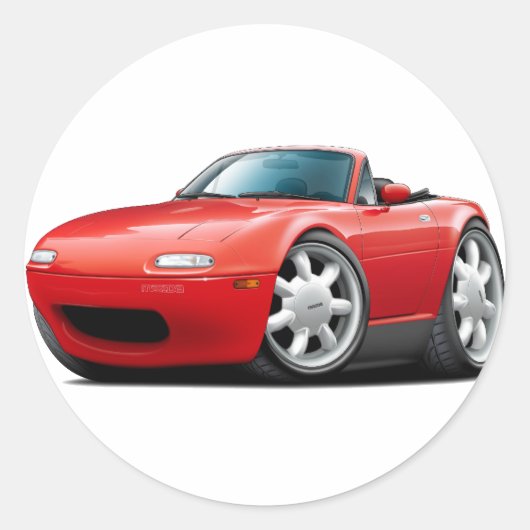 1990-1998 Miata Red Car Ronde Sticker (Voorkant)