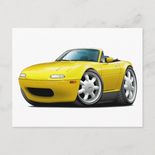 1990-98 Miata Yellow Car Briefkaart (Voorkant)
