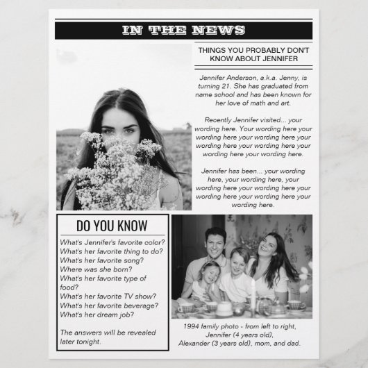 1990 Birthday Newspaper Flyer (Achterkant)