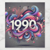 1990: Een retro-futuristische visie (labelset) Wijn Etiket (Enkel label)